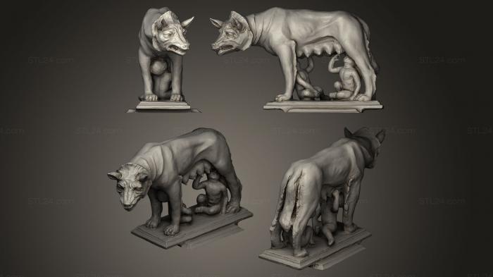 Animal figurines (La Louve Romaine, STKJ_0341) 3D models for cnc